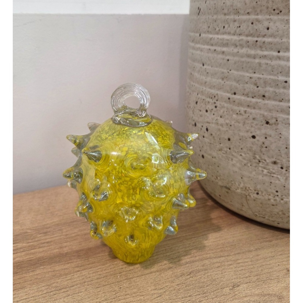 Hand Blown Rostrato Murano style Abstract Art Glass Pumpkin Paperweight